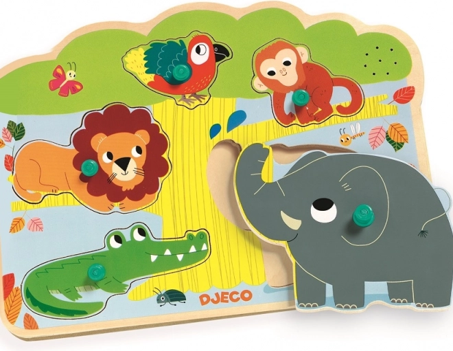 Puzzle da inserto Animali della giungla con suoni Djeco