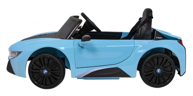 BMW I8 Lift Auto a Batteria Blu + telecomando + avvio lento + cinture a 3 punti + MP3 USB + LED