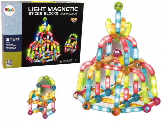 Blocchi Magnetici Luminosi Educativi - Set di 102 Pezzi