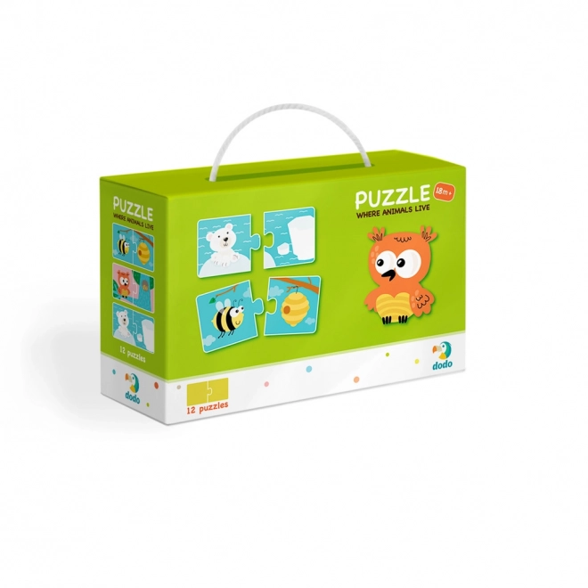 Puzzle Duo Dove vivono gli animali - 12x2 pezzi