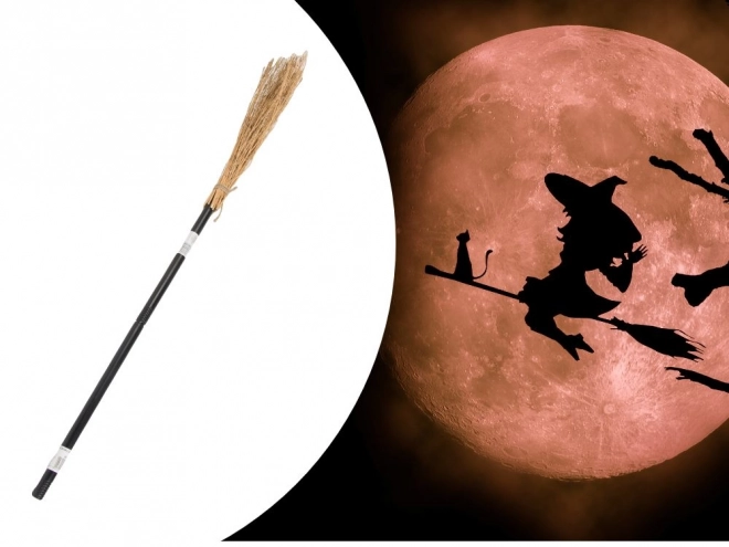 Scopa della strega Baba Yaga nera 90cm per Halloween e Natale