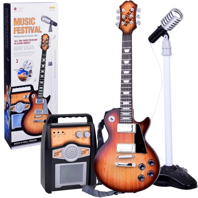 Chitarra Elettrica Karaoke con Microfono e Amplificatore per Bambini