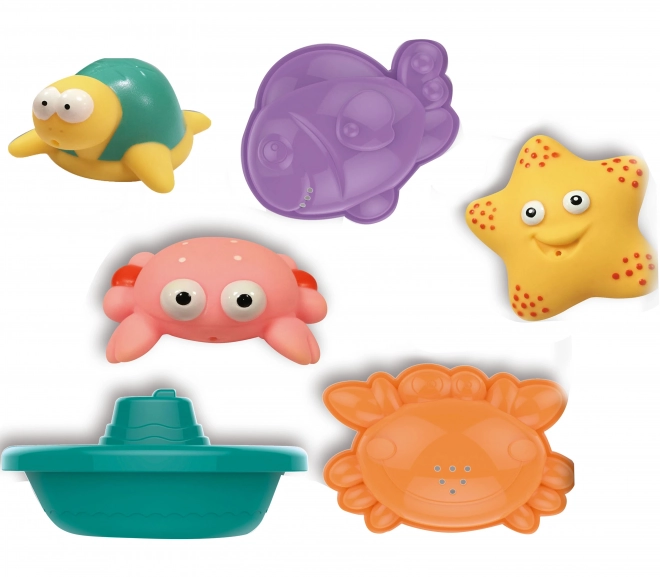Set da bagno animali marini e barche con rete