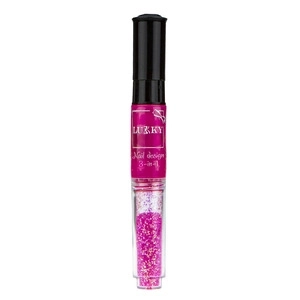 Lukky smalto per unghie 2 in 1 con glitter, fucsia