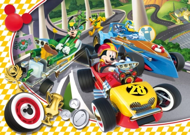 Puzzle Cornice Mickey E Gli Amici Del Rally 15 Pezzi