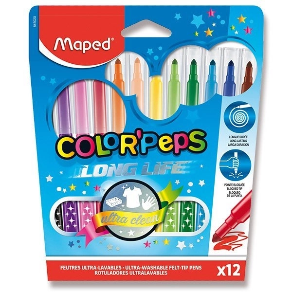 Set di pennarelli lavabili Maped Color'Peps Long Life 12 pezzi