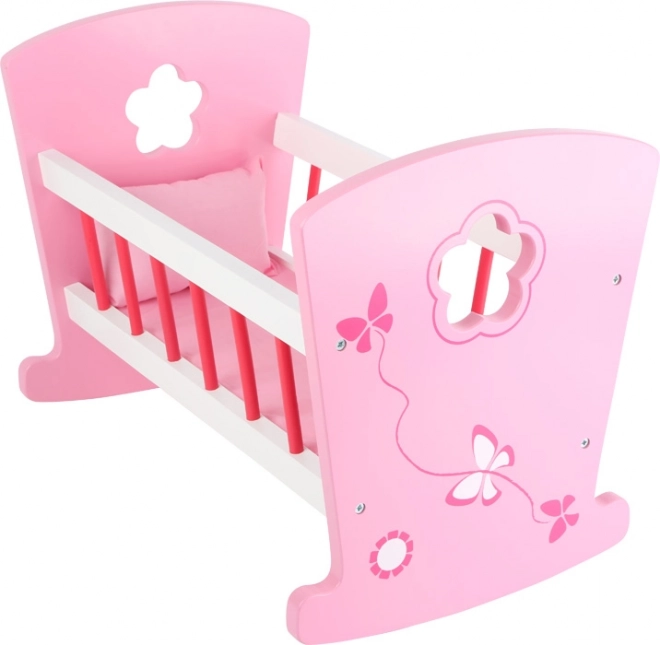 Culla in legno Small Foot con farfalle rosa