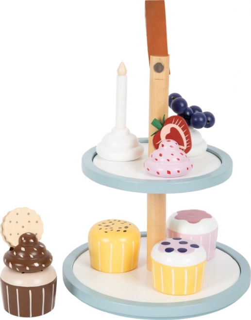 Stojan per cupcake in legno per cucina giocattolo