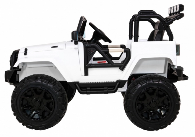 Jeep bianco fuoristrada per bambini a batteria + telecomando + luci e suoni