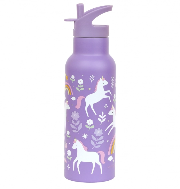 A Little Lovely Company Bottiglia in acciaio inox 500 ml – Unicorni e arcobaleni