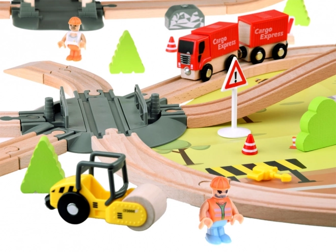 Set gioco di legno per bambini con treno e gru