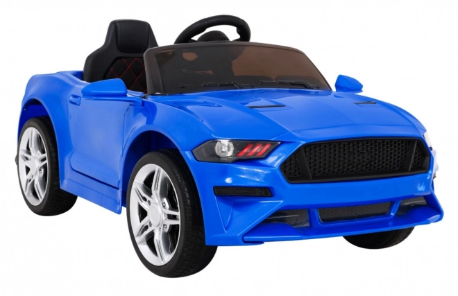 GT Macchina sportiva giocattolo a batteria per bambini blu + telecomando + partenza lenta + portapacchi + LED MP3