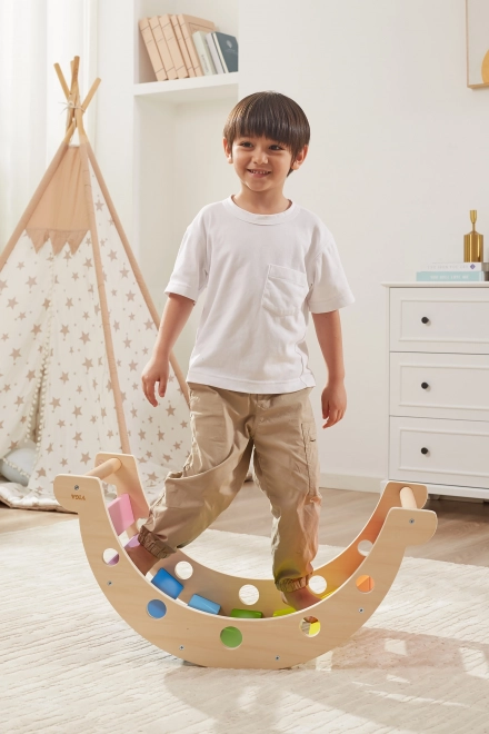 Ponte a dondolo in legno color arcobaleno Montessori di Viga
