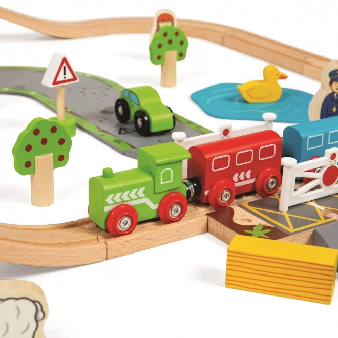 Bigjigs Rail Set ferroviario in legno con percorso rurale 80 pezzi