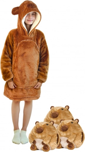 Ampia tasca e cappuccio con orecchiette