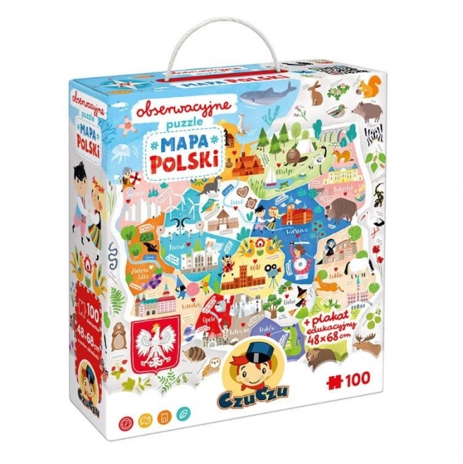 Puzzle osservative - Mappa della Polonia 100 pezzi