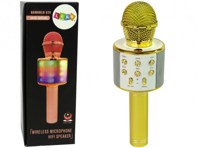 Microfono Karaoke Wireless con Altoparlante USB Oro