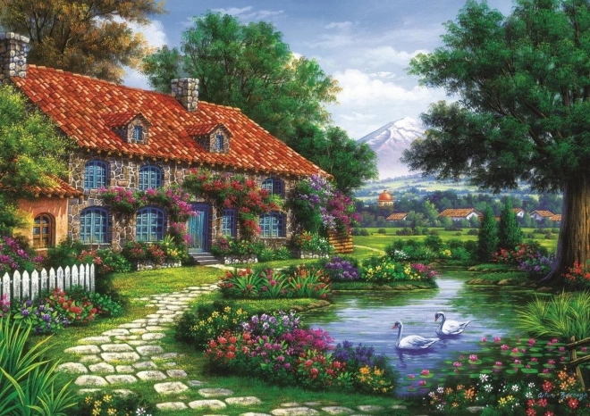 Puzzle giardino con cigni 1500 pezzi