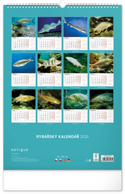 Calendario da Parete da Pesca 2025