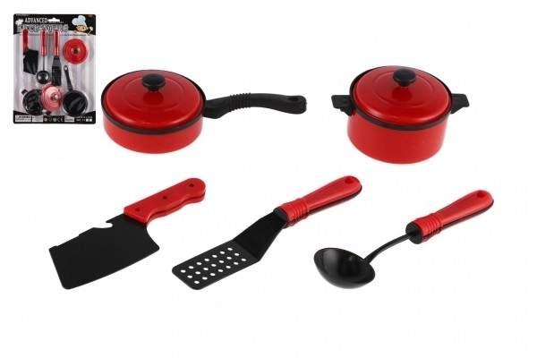 Set di utensili da cucina in plastica rossi