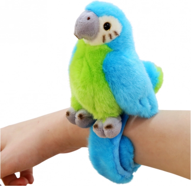 Pappagallo di peluche blu da polso