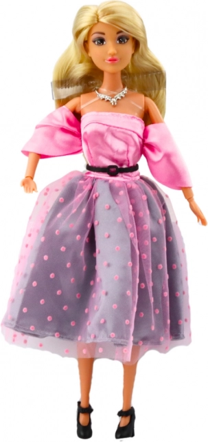Bambola Anlily in abito rosa chiaro a pois con arti mobili