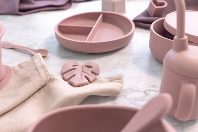 Piattino in silicone con divisori ventosa old pink