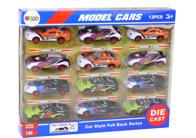 Set di auto da corsa a frizione 1:55 da 12 pezzi