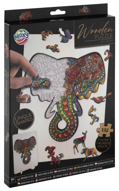 Puzzle sagomato elefante in legno