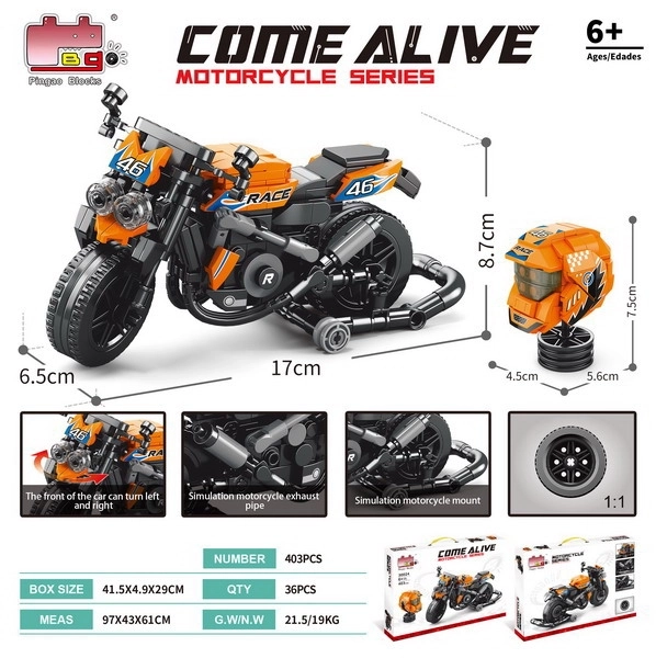 Set di costruzioni moto arancione