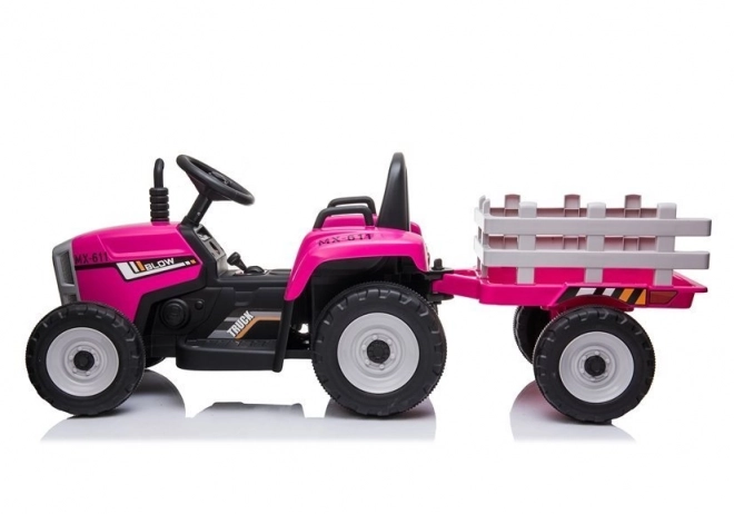 Trattore a Batteria con Rimorchio Rosa