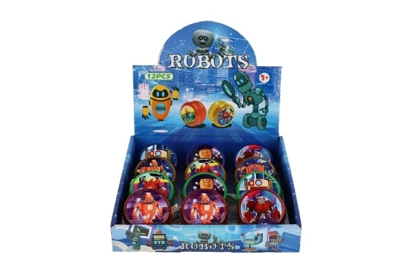 Jojo luminoso robot plastica 6cm batterie assortiti 12pz in scatola