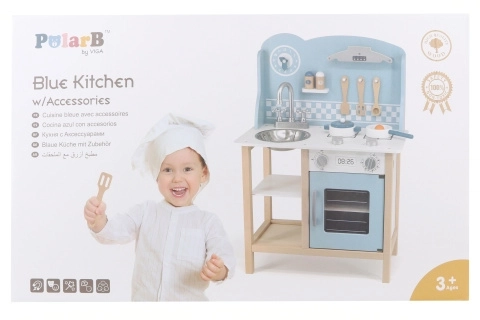 Cucina in legno blu per bambini