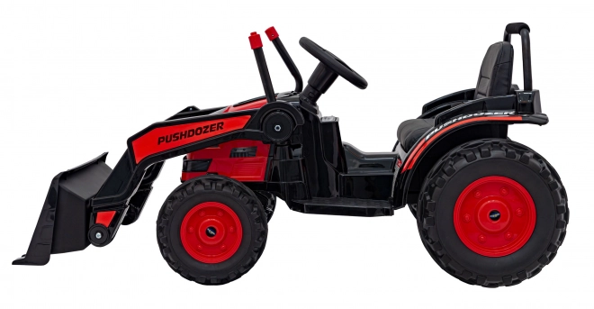 Trattore rosso per bambini e scavatrice a batteria con benna mobile
