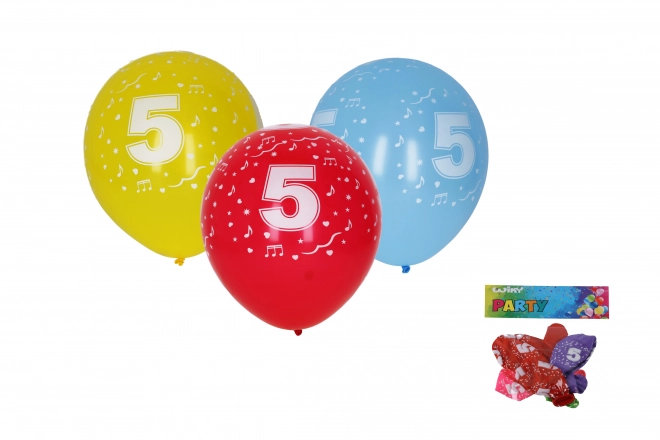 Palloncini gonfiabili 30cm - set 5 pezzi, con numero 5