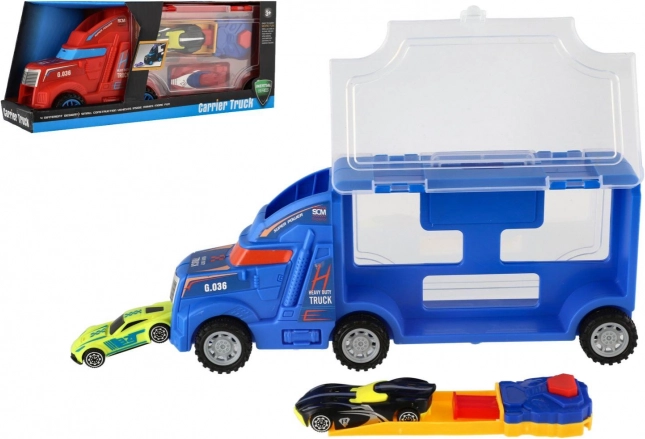 Camion trasportatore in plastica con macchinine, 28 cm, 2 colori
