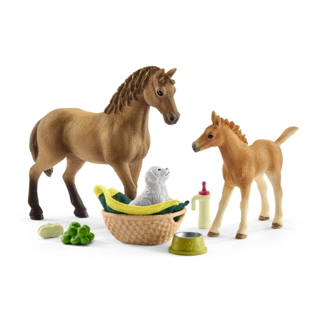 Set Cavalli e Puledro con Cagnolino e Accessori Schleich Horse Club