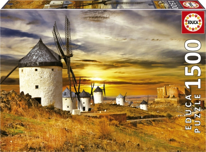 Puzzle EDUCA tramonto in Spagna: Mulini a vento, Consuegra 1500 pezzi