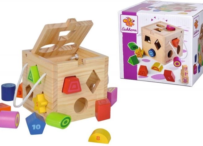 Cubo di legno – inseritore con forme, 12 pezzi