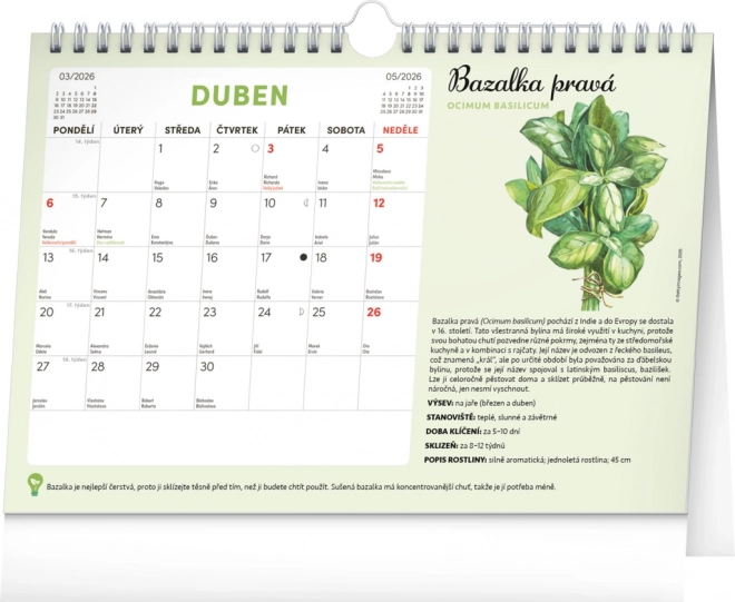 Calendario pianificatore mensile con semi Notique 2026