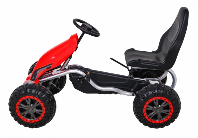 Grande go-kart a pedali Forte per bambini Rosso + 100 kg di carico + Ruote in EVA + Freno a mano + Sedile sportivo