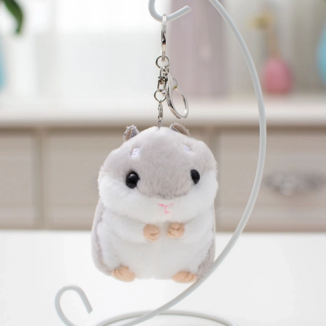 Portachiavi Criceto Peluche Grigio 10 cm