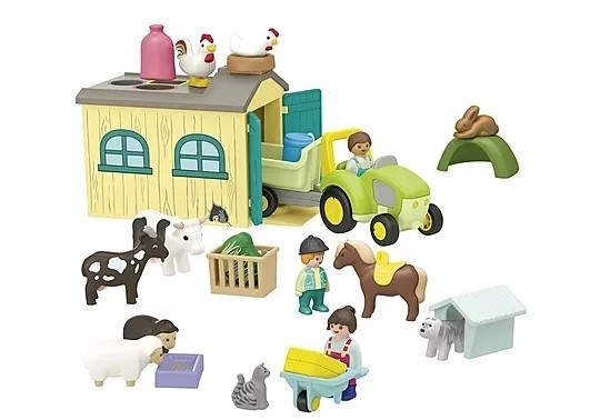 Set di figurine Junior - Avventura nella fattoria con trattore, rimorchio e animali