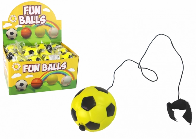 Pallone da calcio PU giallo con cordino elastico