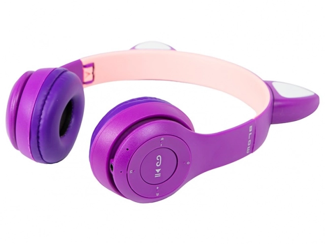 Cuffie senza fili Bluetooth 5.0 LED per bambini con orecchie viola