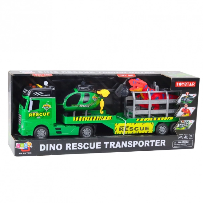 Kit di salvataggio con camion, elicottero e dinosauro