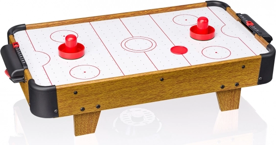 Air hockey da tavolo in legno – gioco compatto per la famiglia