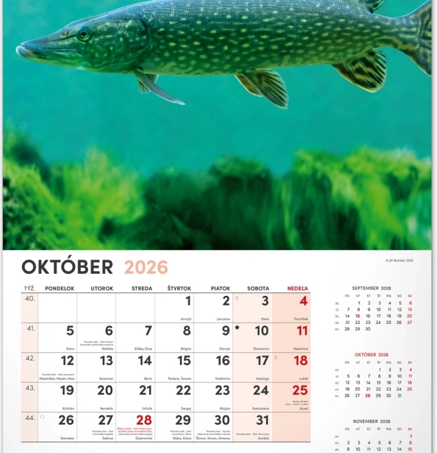 Calendario da parete di pesca 2026