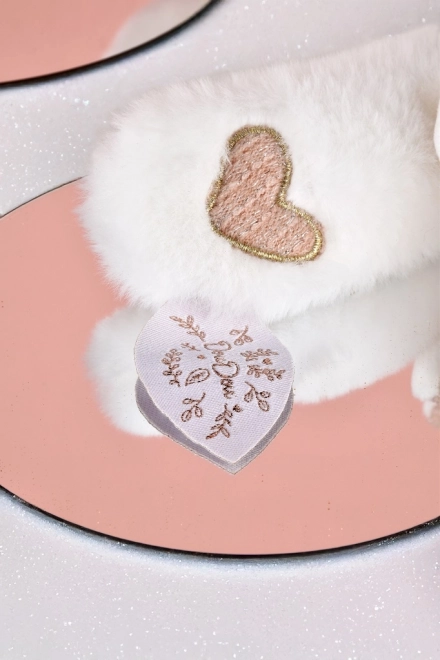 Set regalo Orsetto polare in peluche Doudou con anello 30 cm rosa