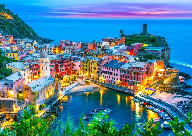 Puzzle Vernazza al tramonto, Cinque Terre, Italia 1000 pezzi